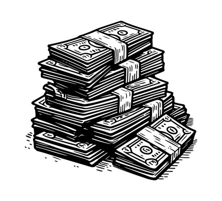 Dollars stack. Vector illustration of a pile of money.のイラスト素材