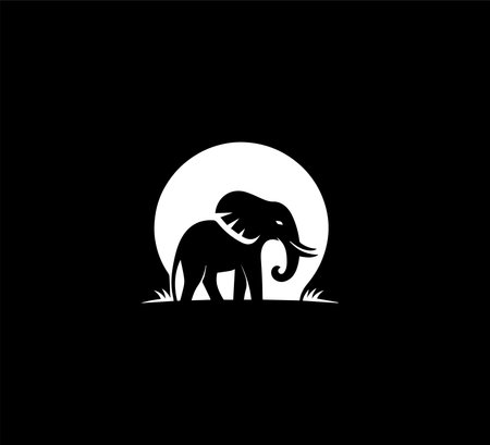 Elephant icon isolated on black background. Animal symbol. Vector illustrationのイラスト素材
