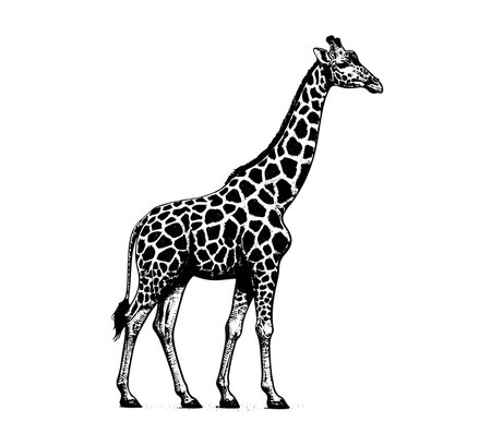 Giraffe isolated on white background. Hand drawn vector illustration.のイラスト素材