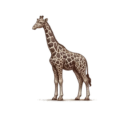 Giraffe isolated on white background. Vector hand drawn illustration.のイラスト素材