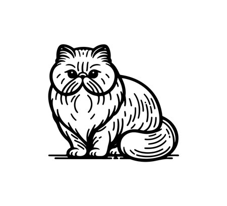 Persian Cat hand drawn vector illustrationのイラスト素材