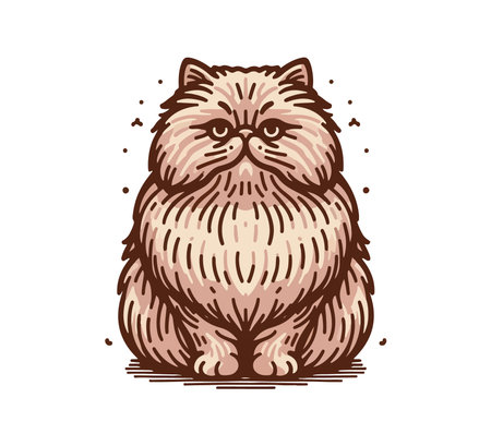 Persian Cat hand drawn vector illustrationのイラスト素材