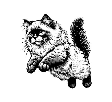 Ragdoll Cat hand drawn vector illustrationのイラスト素材