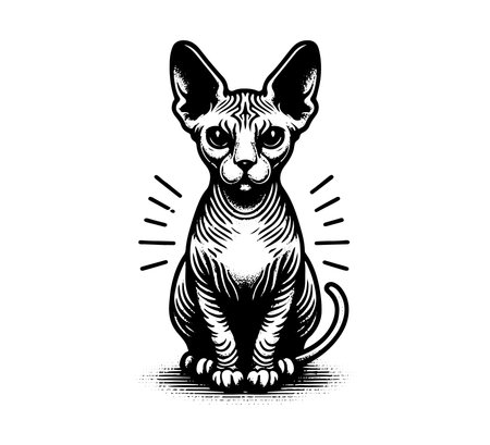 Sphynx cat hand drawn vectorのイラスト素材