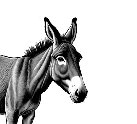 donkey Hand drawn illustration vector graphicのイラスト素材