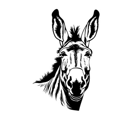 donkey Hand drawn illustration vector graphicのイラスト素材