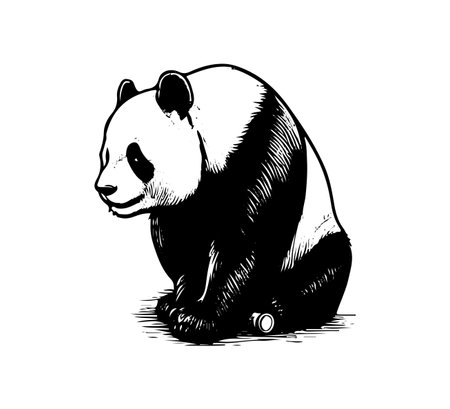 Giant Panda hand drawn illustration vector graphicのイラスト素材