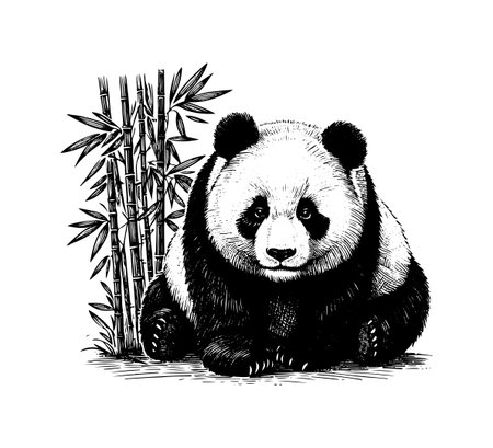 Giant Panda hand drawn illustration vector graphicのイラスト素材