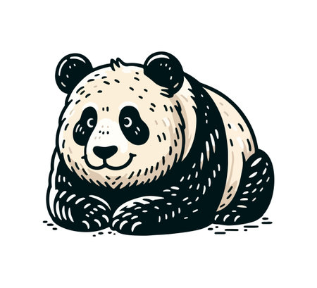 Giant Panda hand drawn illustration vector graphicのイラスト素材