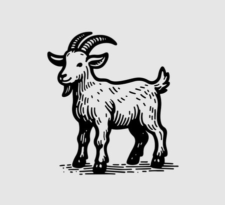 Goat hand drawn illustration vectorのイラスト素材