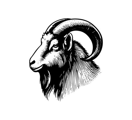 Goat hand drawn illustration vectorのイラスト素材