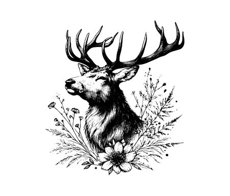 Reindeer Hand Drawn Vector illustration graphicのイラスト素材