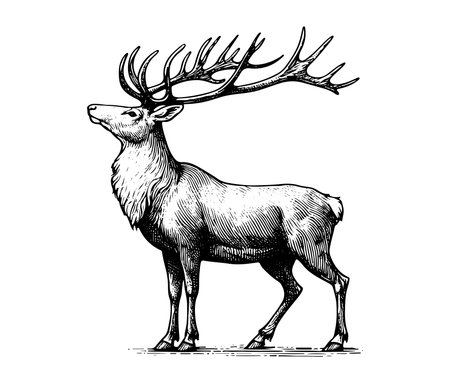 Reindeer Hand Drawn Vector illustration graphicのイラスト素材