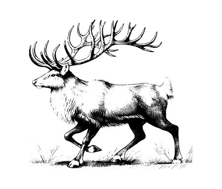 Reindeer Hand Drawn Vector illustration graphicのイラスト素材