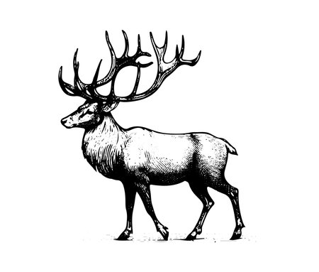 Reindeer Hand Drawn Vector illustration graphicのイラスト素材