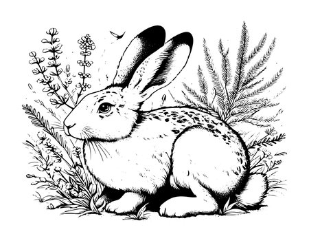 Hare hand drawn vector illustrationのイラスト素材