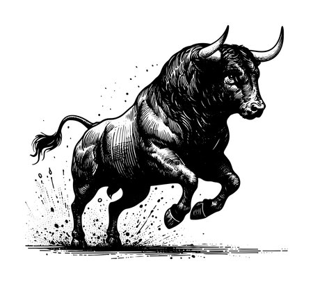 Spanish Fighting Bull vector hand drawn illustrationのイラスト素材