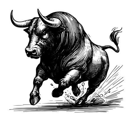 Spanish Fighting Bull vector hand drawn illustrationのイラスト素材