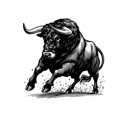 Spanish Fighting Bull vector hand drawn illustrationのイラスト素材