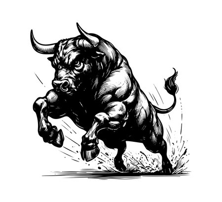 Spanish Fighting Bull vector hand drawn illustrationのイラスト素材