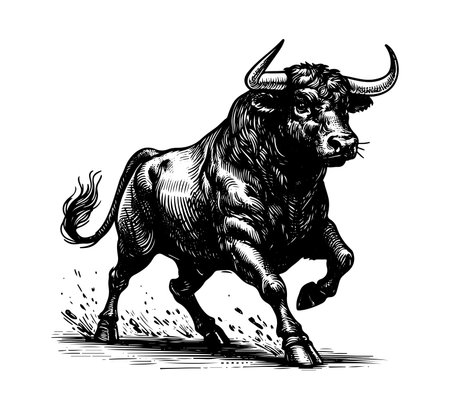 Spanish Fighting Bull vector hand drawn illustrationのイラスト素材