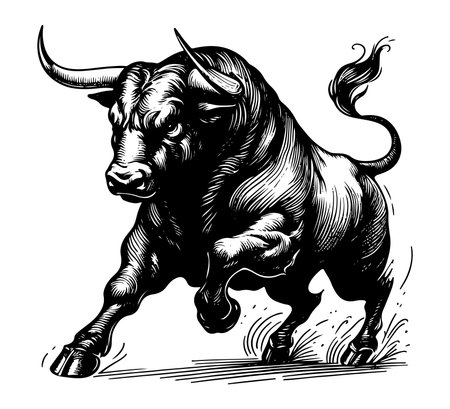 Spanish Fighting Bull vector hand drawn illustrationのイラスト素材