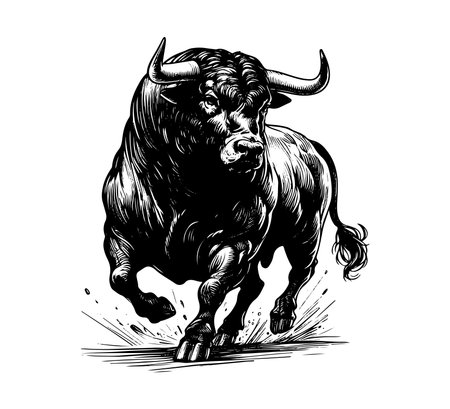 Spanish Fighting Bull vector hand drawn illustrationのイラスト素材