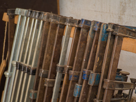 Group of hanging on a wood holderの写真素材