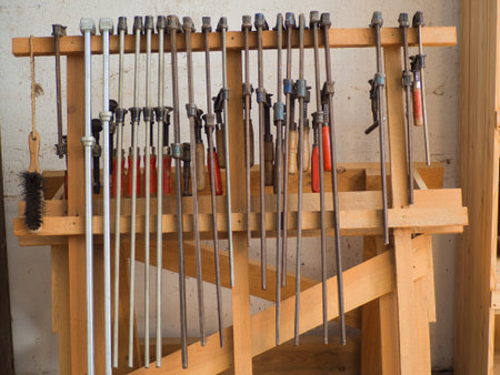 Group of hanging on a wood holderの写真素材