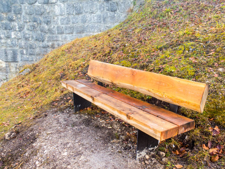 Wet wooden benchの写真素材