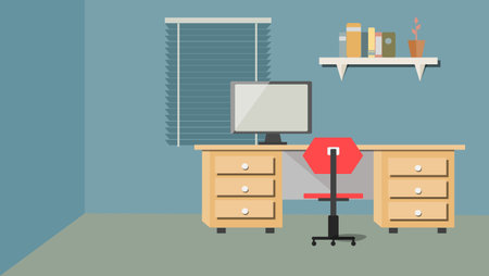 office room with personal computer setのイラスト素材