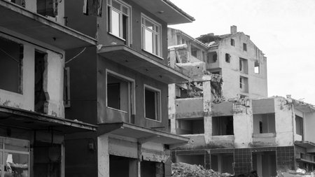 Urban Transformation in Turkish. Urban transformation in Golcuk Kocaeli Turkey. Selective focus included.の写真素材