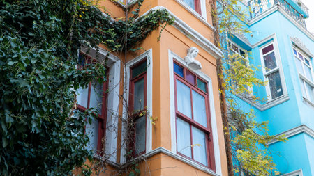 Balat district in Istanbul Turkey. Colorful houses in Balat. historic streets in Istanbul.の写真素材