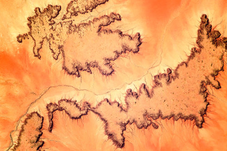 Sahara Desert. Aeriel view of sahara desert landscape. Earth texture natural patterns background. Earth landscape top view. Elements of this image furnished byの写真素材