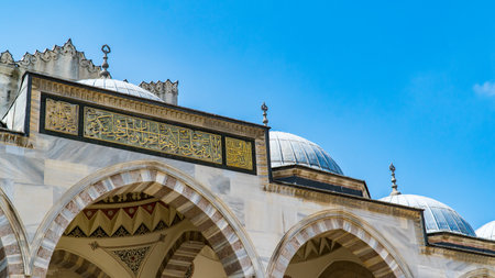 Sultanahmet Mosque in Istanbul Turkey. Islamic photo. eid al adha or feast of sacrifice concept. Kurban Bayrami. Translation: there is no god but Allah.の写真素材