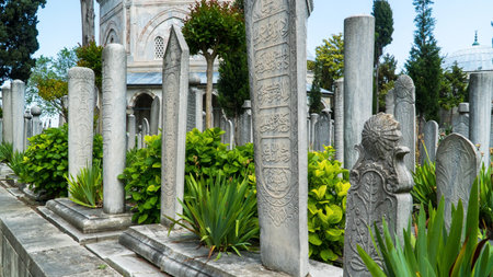 Mausoleum of Sultan Suleyman the Magnificent in Istanbul Turkey. Kanuni Sultan Suleyman Turbesi is...