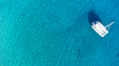 Sea aerial view. Turquoise sea aerial view copy space for text. Travel concept.