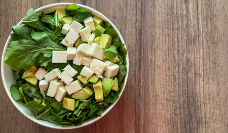 Salad bowl high angle view. Healthy food concept