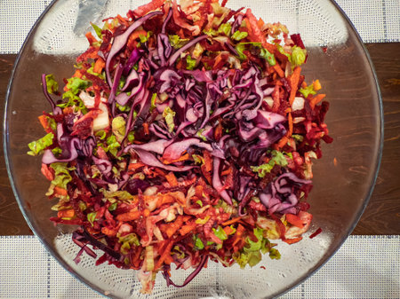 Salad bowl high angle view. Healthy food conceptの写真素材