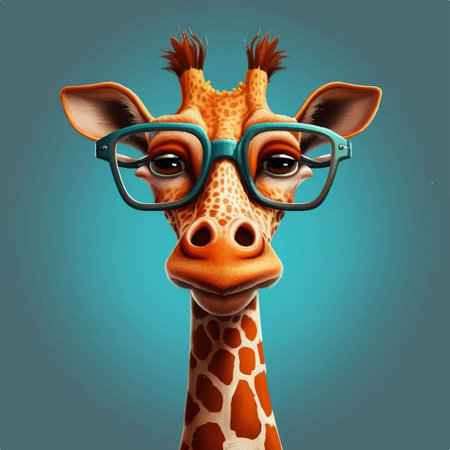 cool giraffe funny animal cartoon vector illustrationのイラスト素材