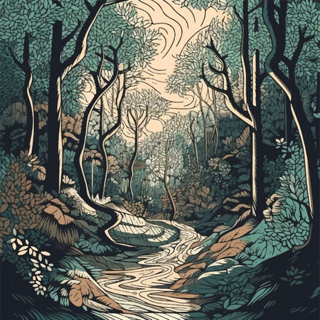 path in the forest among the treesのイラスト素材
