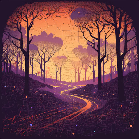 path in the forest among the treesのイラスト素材