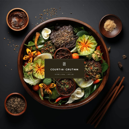 indonesian cuisine social media post templateのイラスト素材