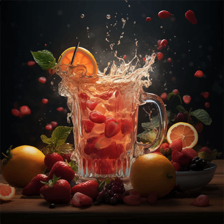 fresh juice drink liquid memphis social media postのイラスト素材