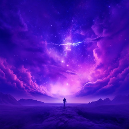 astral wallpaper composition with purple skyの素材