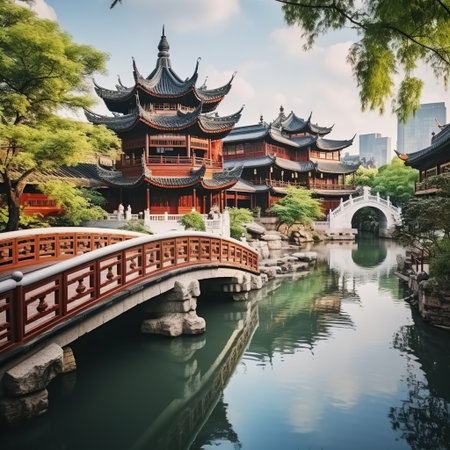 Beautiful Chinese Garden in Suzhou, Jiangsu Province, China.の素材