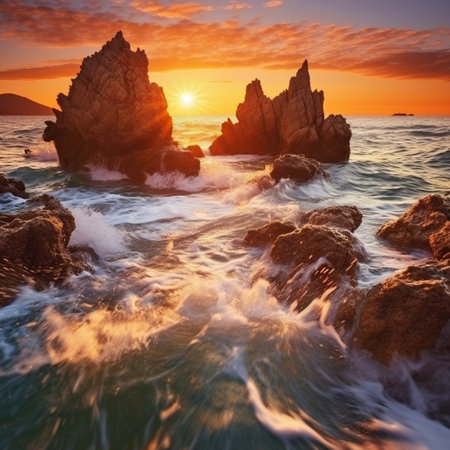 Beautiful seascape at sunset. Composition of nature.の素材
