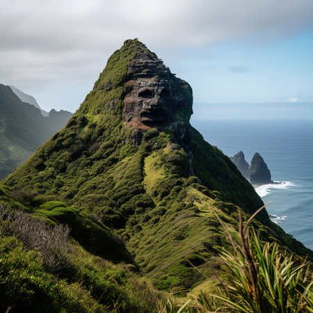 Rugged landscape in the north of Madeira island, Portugalの素材