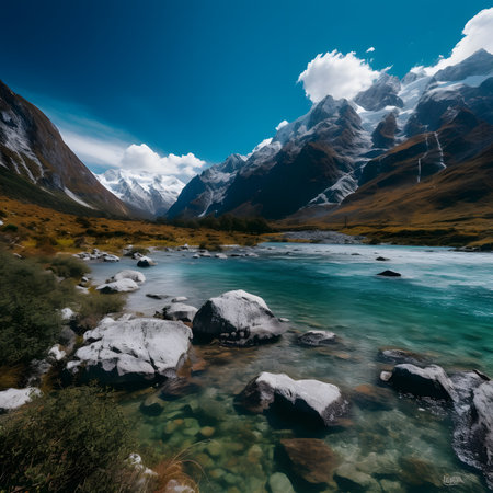 Beautiful mountain lake in Cordillera Huayhuash, Peru, South Americaの素材