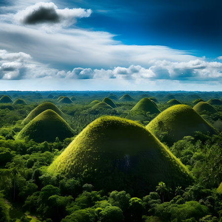 Chocolate hills in the jungle of Bohol island, Philippines.の素材